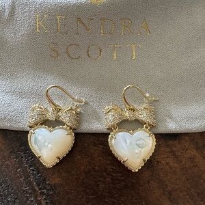 Kendra Scott Gold and Cream Heart Earrings